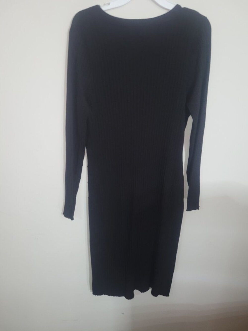 Jolie & Joy Black Ribbed Maxi Dress 2XL Gold Button Wrap Front Long Sleeve - Picture 5 of 7